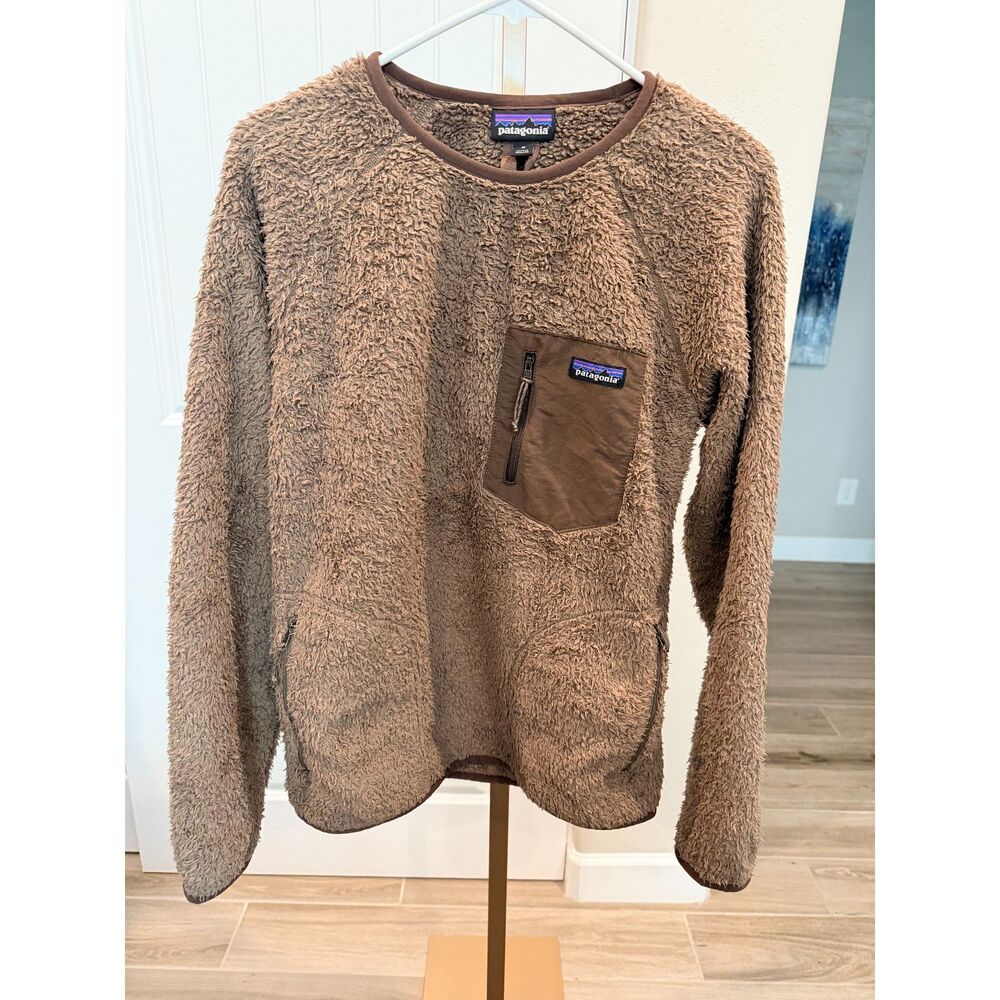 Patagonia Los Gatos Crew Men's M Brown High Pile Fleece Pullover 25895 FA 22